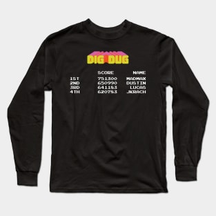 Stranger Things Dig Dug High Score Long Sleeve T-Shirt